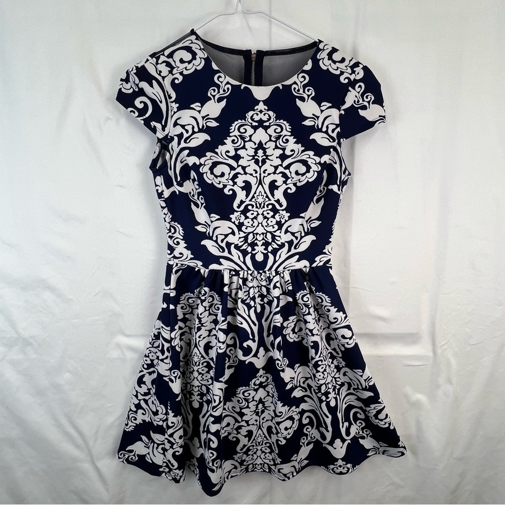 B Darlin - Women's Dress - Size 3/4 - Navy White - Mini - Geometric Floral